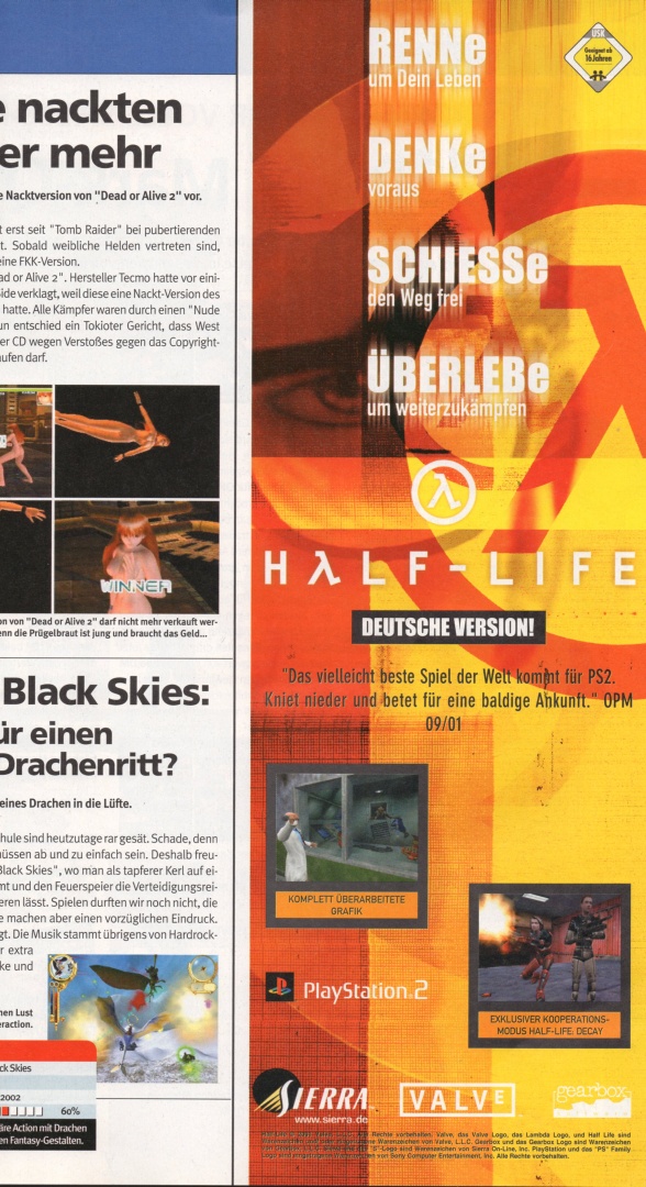 Half-Life PS2 Deutsche Print Werbung